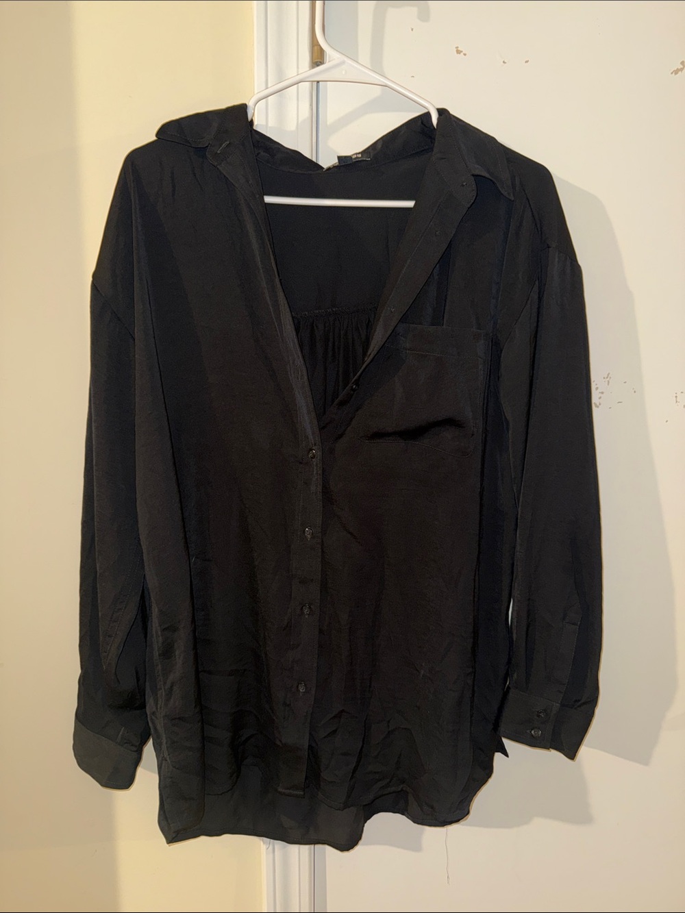 Express Boyfriend Black Button-Front Shirt